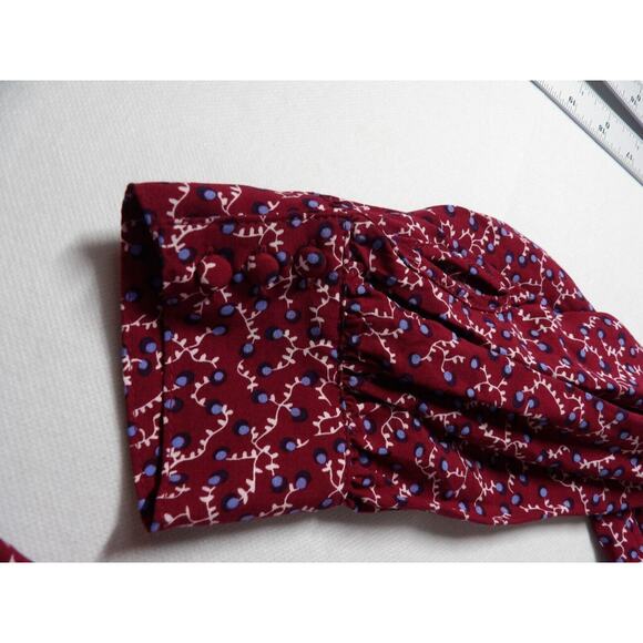 Talbots Plus X 0X Wrap Top Floral Burgundy Cottage Core Prairie Blouse New - Picture 14 of 16